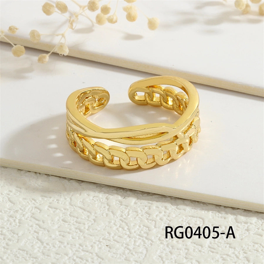 Copper Geometric Solid Color Open Rings