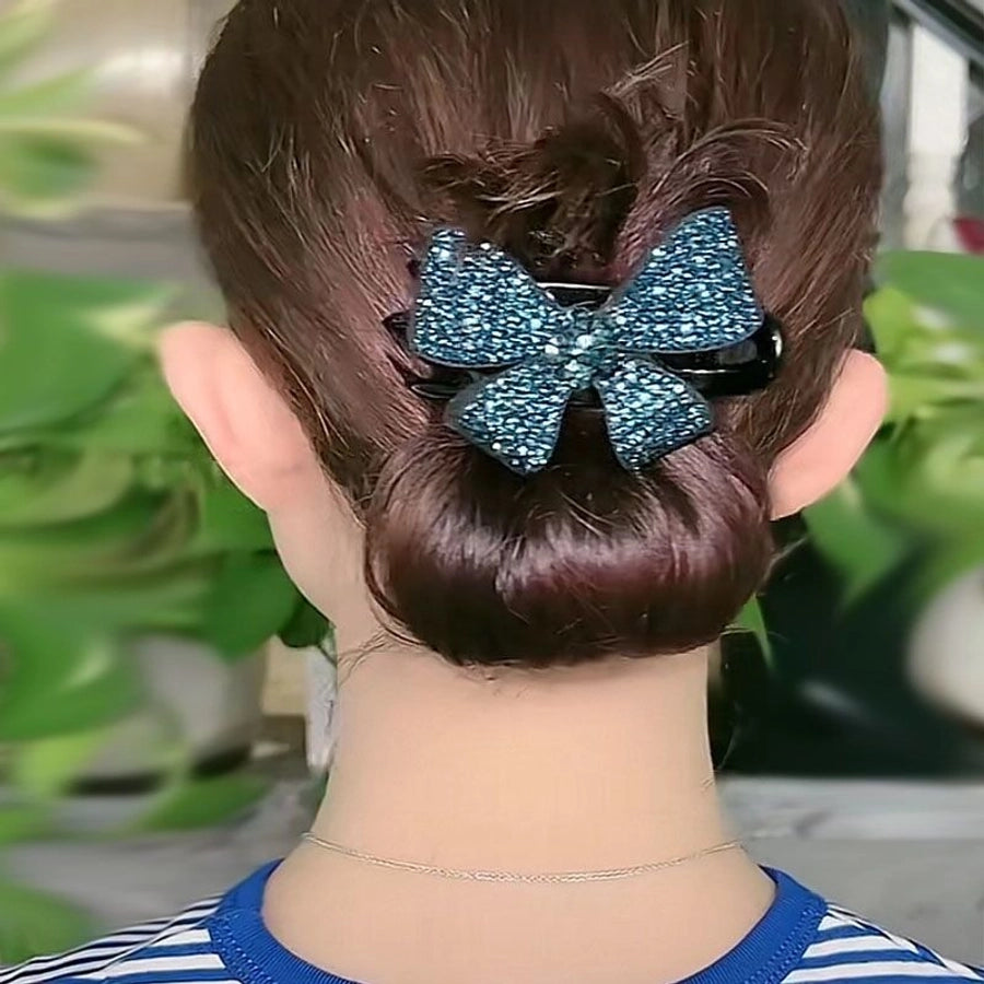 elegant bow knot plastic inlay rhinestones hair clip