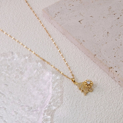 Jewelry Sweet Simple Style Christmas Tree Snowflake 304 Stainless Steel 18K Gold Plated Plating Pendant Necklace