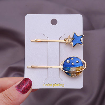 sweet geometric alloy plating rhinestones hair clip 1 set