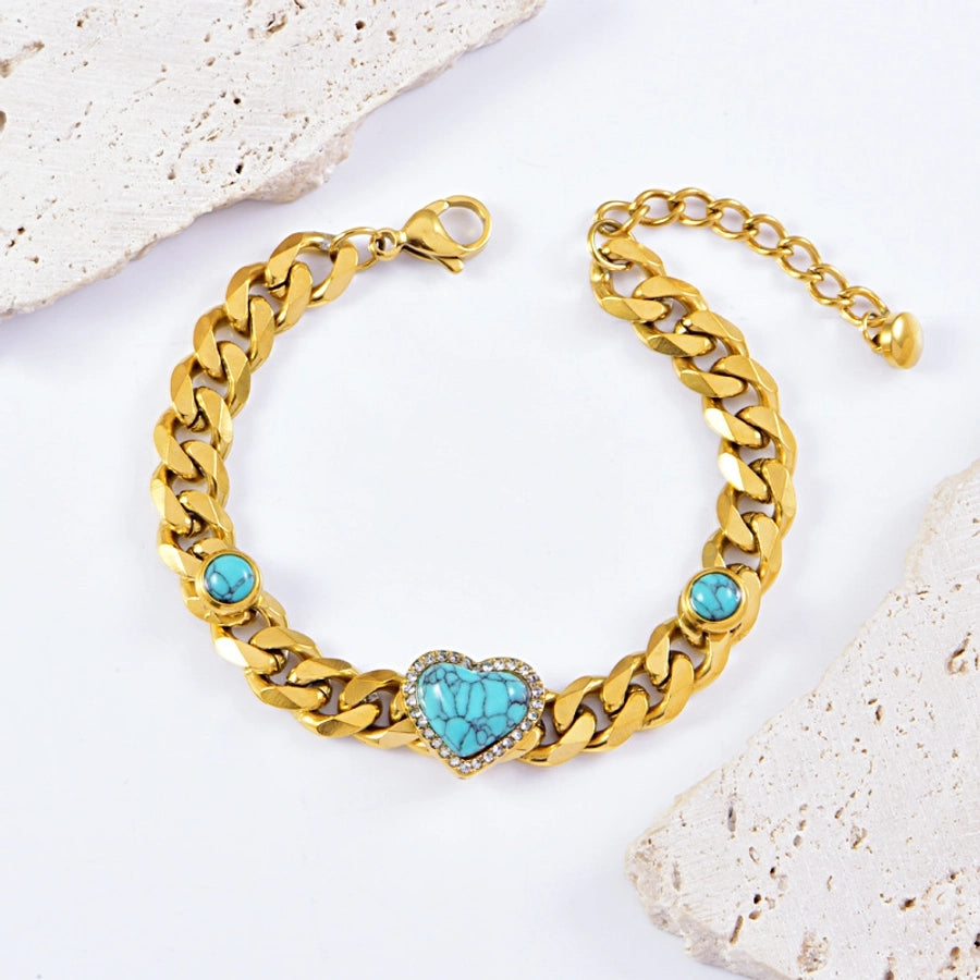 Lady Heart Shape 304 Stainless Steel Imitation Pearl Bracelets In Bulk