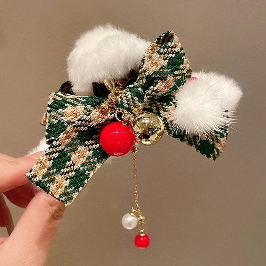 Christmas Casual Simple Style Streetwear Women's Bow Knot Arylic Alloy Hair Claws