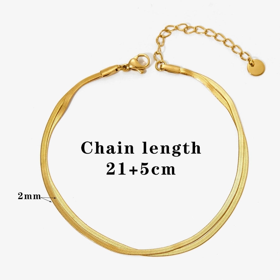 Jewelry Vacation Modern Style Solid Color 304 Stainless Steel 16K Gold Plated White Gold Plated Gold Plated Polishing Plating Bracelets Anklet Necklace
