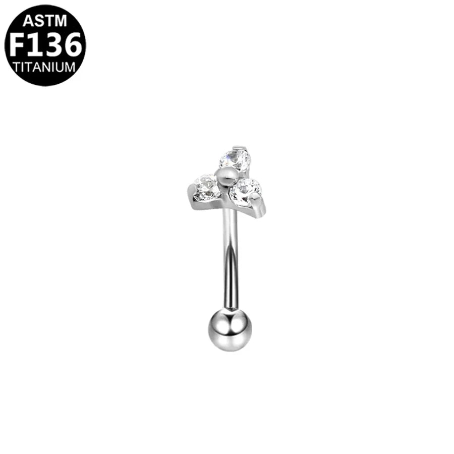 1 Piece Eyebrow Studs Casual Classic Style Oversized Sunflower Pure Titanium Titanium Alloy Zircon 14K Gold Plated White Gold Plated Eyebrow Studs