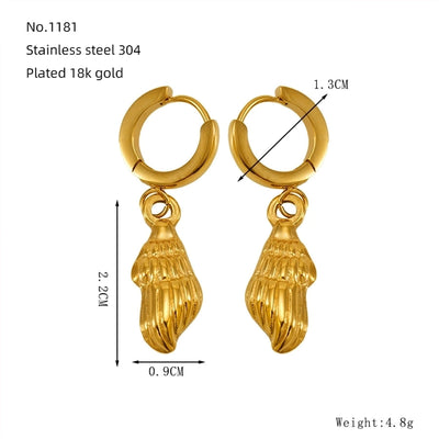 1 Pair Marine Style Modern Style Classic Style Starfish Crab Shell Plating 304 Stainless Steel 18K Gold Plated Drop Earrings