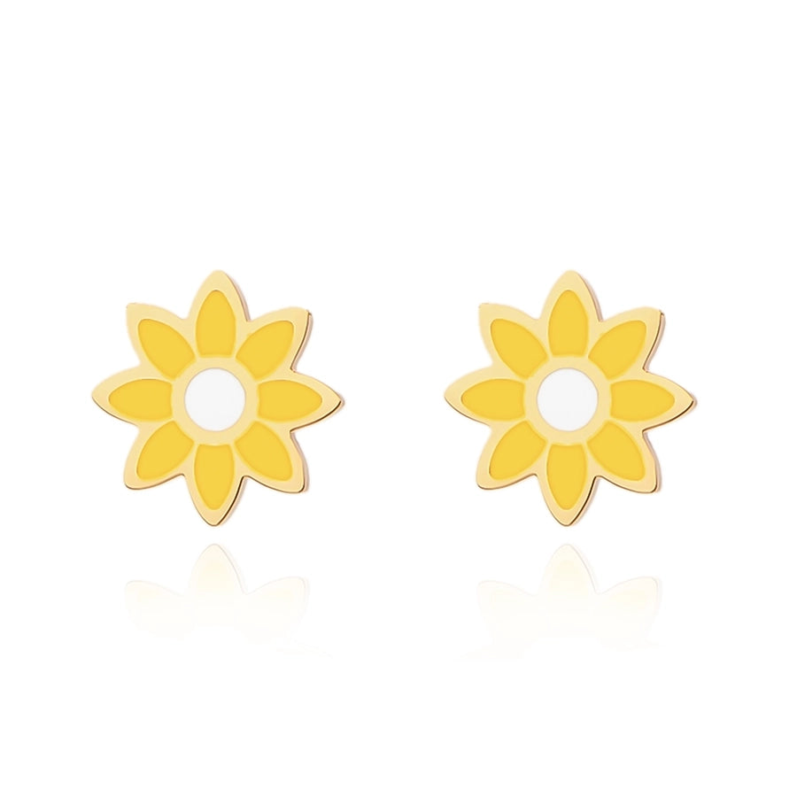 Premium Little Daisy Flower Bracelet Necklace Ear Stud Three-Piece Set Sweet Personality Niche Stainless Steel Ornament