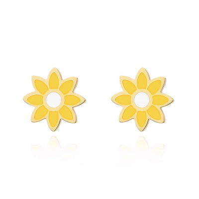 Premium Little Daisy Flower Bracelet Necklace Ear Stud Three-Piece Set Sweet Personality Niche Stainless Steel Ornament