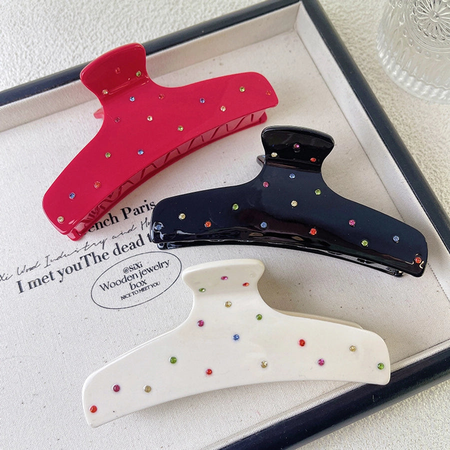 Simple Style Classic Style Solid Color Acetic acid sheets Inlay Rhinestones Hair Claws 1 Piece