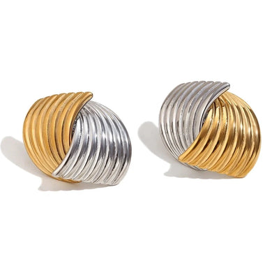 1 Pair Simple Style Geometric Mixed Metal 304 Stainless Steel 18K Gold Plated Ear Studs