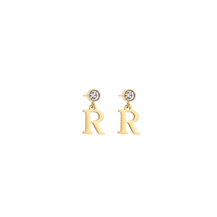 1 Pair Casual Simple Style Classic Style Letter Inlay 201 Stainless Steel 304 Stainless Steel Zircon Drop Earrings