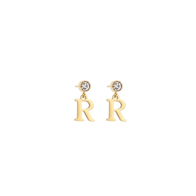 1 Pair Casual Simple Style Classic Style Letter Inlay 201 Stainless Steel 304 Stainless Steel Zircon Drop Earrings