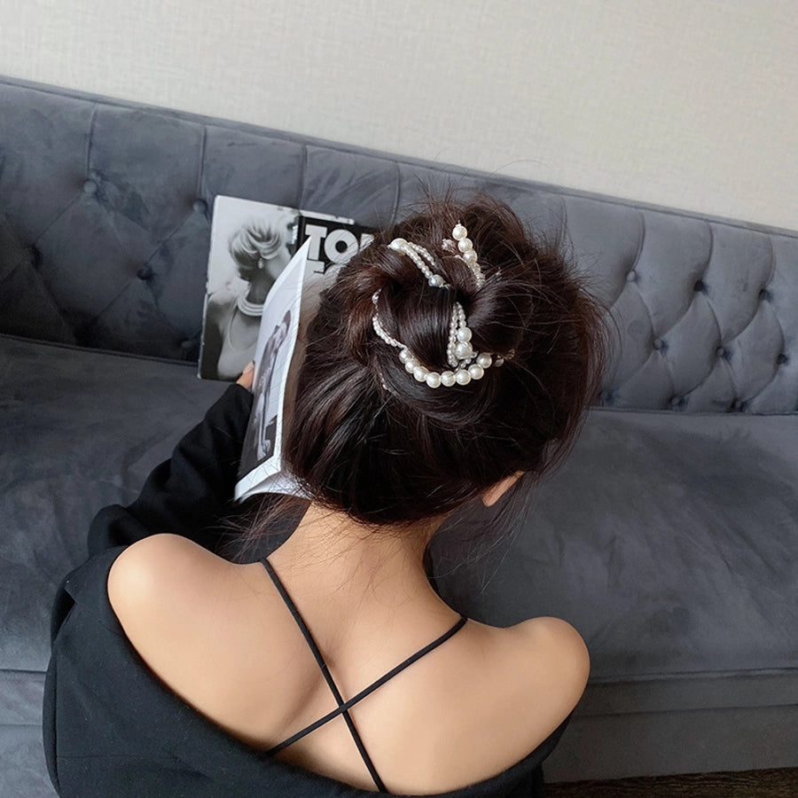 fashion solid color artificial pearl hair clip 1 piece