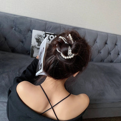 fashion solid color artificial pearl hair clip 1 piece