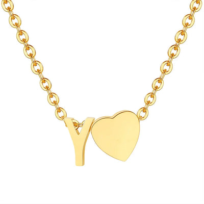 Jewelry Simple Style Commute Letter Heart Shape 201 Stainless Steel Plating Pendant Necklace