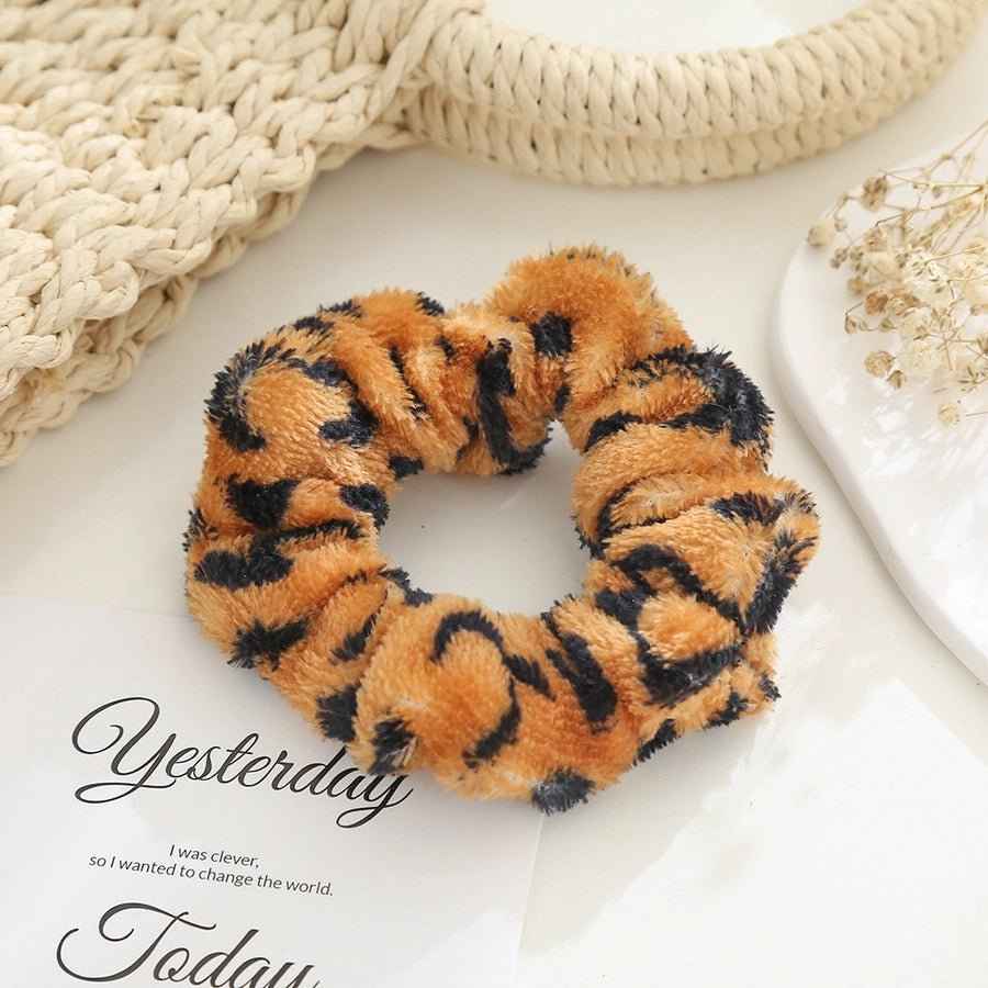 cute sweet color block cloth rib-knit hair tie