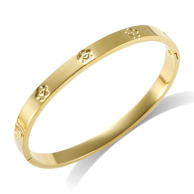 Elegant Heart Shape Flower Titanium Steel Bangle In Bulk