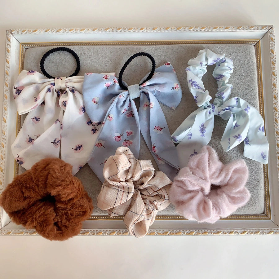 cute solid color cloth flannel hair tie