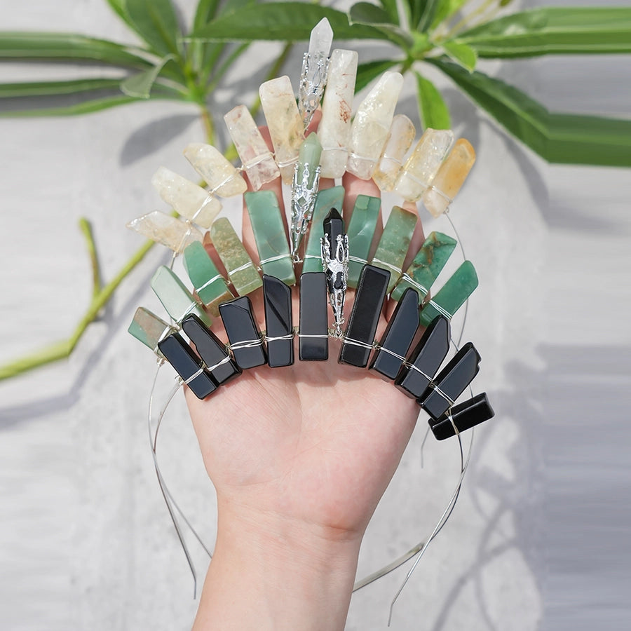 Women's Elegant Geometric Solid Color Alloy natural stone Knitting Inlay Natural Stone Hair Band