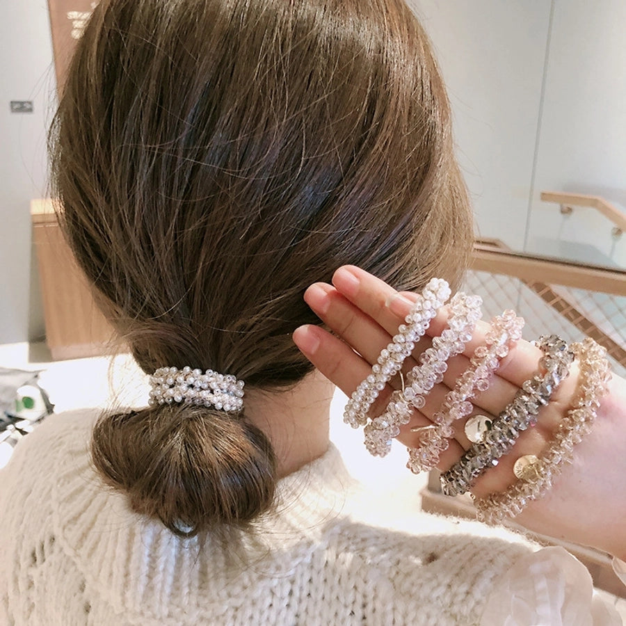 Women's Simple Style Solid Color Artificial Crystal Inlay Zircon Hair Tie