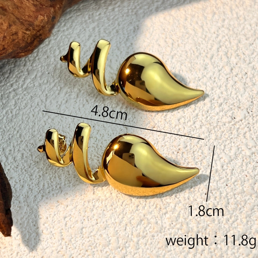 1 Pair Elegant Water Droplets Plating 304 Stainless Steel 18K Gold Plated Ear Studs