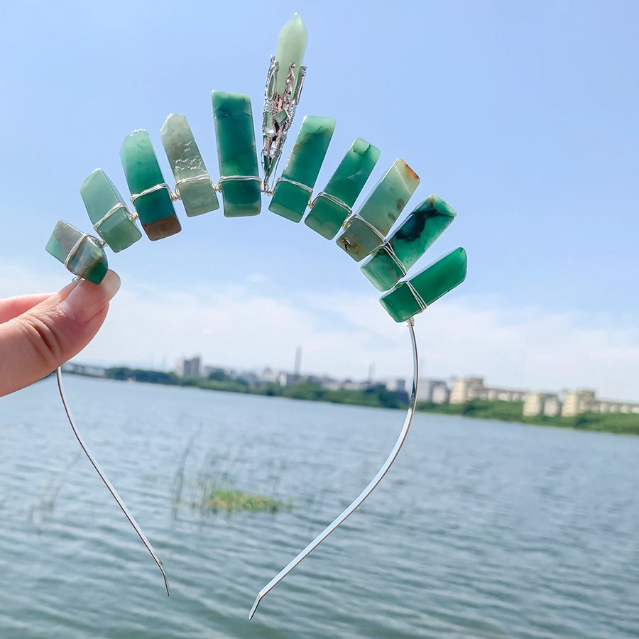 Women's Elegant Geometric Solid Color Alloy natural stone Knitting Inlay Natural Stone Hair Band