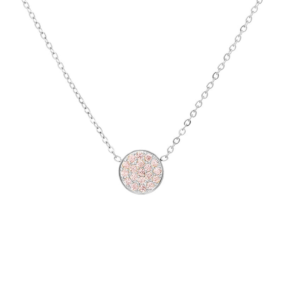 Jewelry IG Style Simple Style Round 304 Stainless Steel Zircon 14K Gold Plated Inlay Necklace