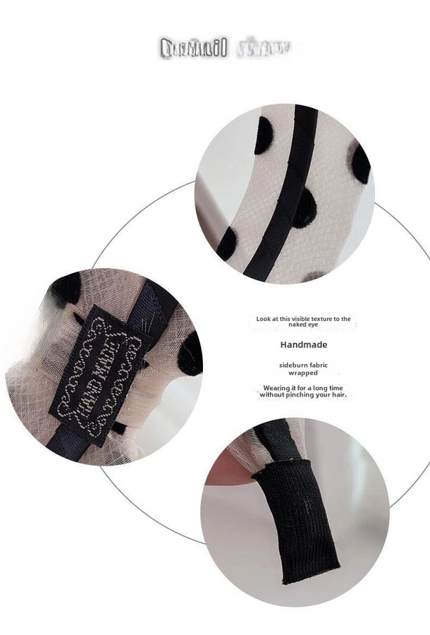 Elegant niche polka dot bow headband female versatile internet celebrity  outing hair band Sweet wide-brimmed simple headband