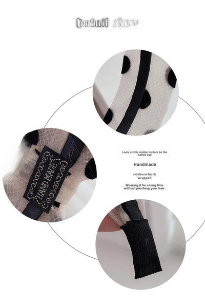 Elegant niche polka dot bow headband female versatile internet celebrity  outing hair band Sweet wide-brimmed simple headband