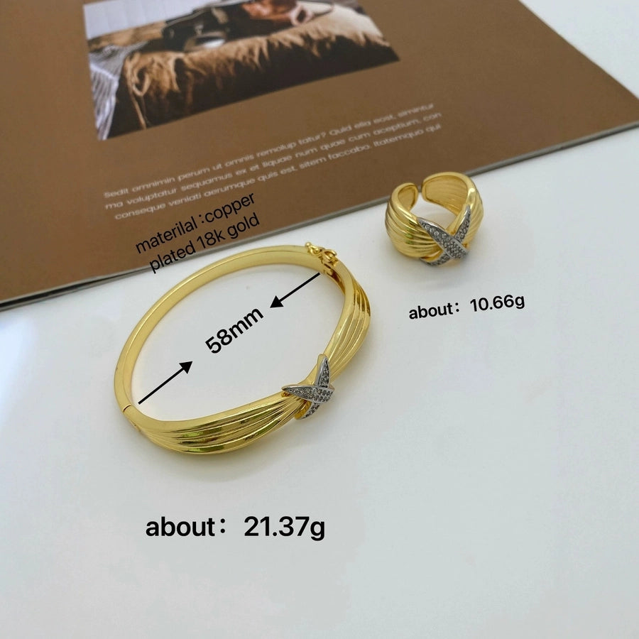 Jewelry Vintage Style Classic Style Geometric Copper Zircon Mixed Metal Rings Bracelets