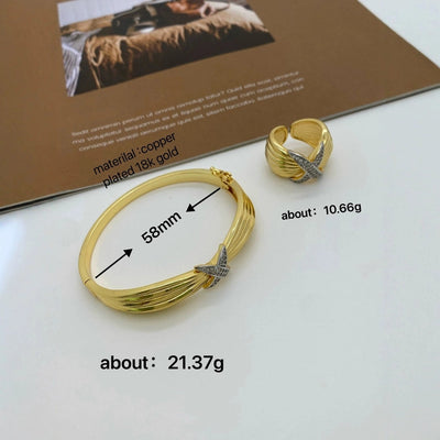 Jewelry Vintage Style Classic Style Geometric Copper Zircon Mixed Metal Rings Bracelets