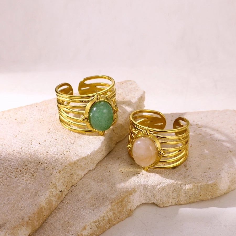 Jewelry Casual Vintage Style Streetwear Cross 304 Stainless Steel 18K Gold Plated Open Rings