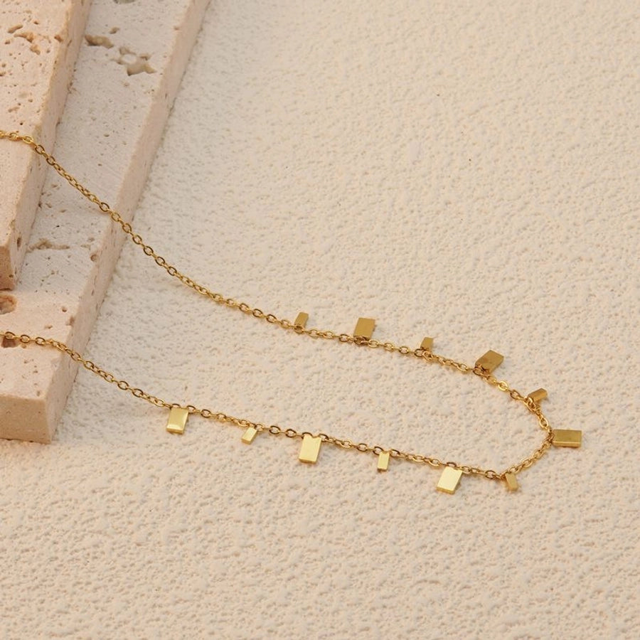 Jewelry Basic Simple Style Artistic Leaf Square Butterfly 304 Stainless Steel 18K Gold Plated Plating Necklace