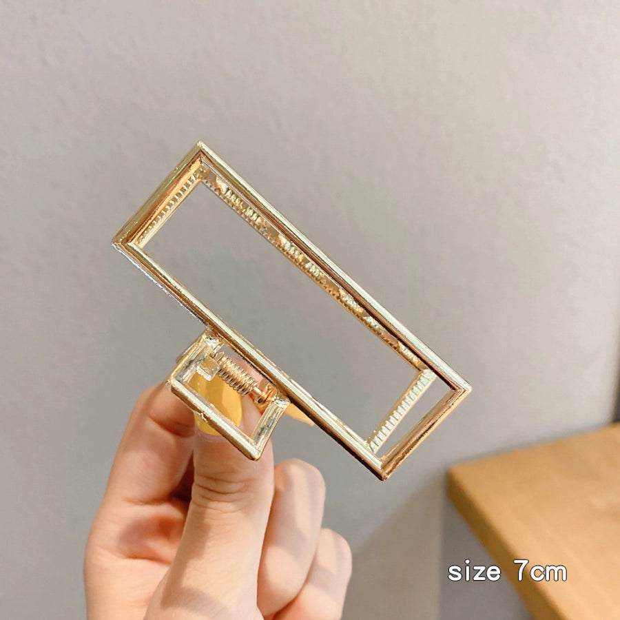 simple style solid color alloy resin hollow out hair claws