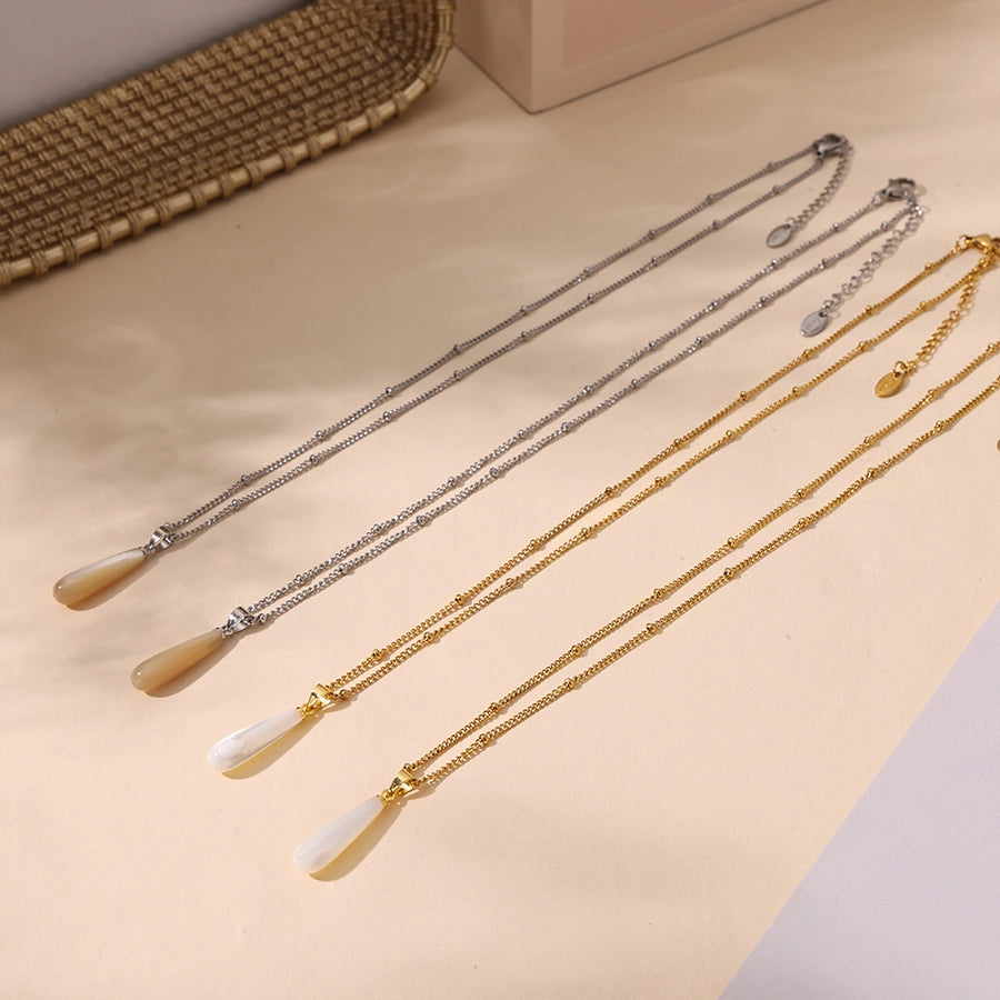 Jewelry Elegant Luxurious Vacation Water Droplets 304 Stainless Steel Shell 18K Gold Plated Pendant Necklace