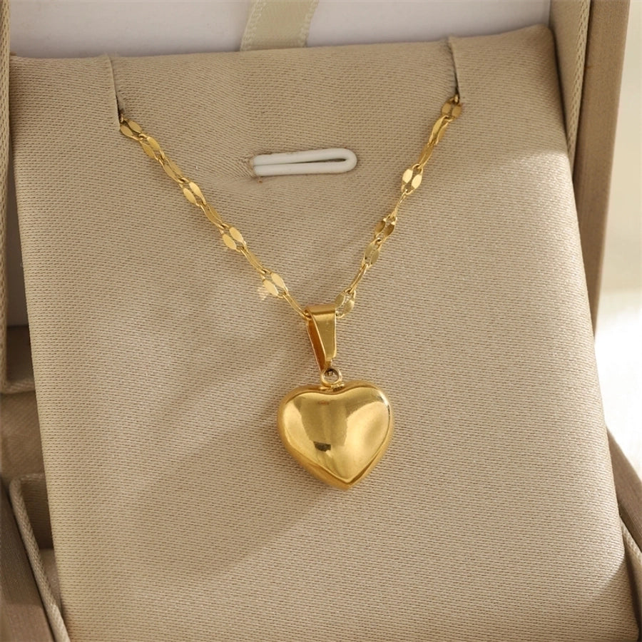 Jewelry Simple Style Classic Style Sun Heart Shape Bow Knot 201 Stainless Steel 304 Stainless Steel Rhinestones Shell Zircon 18K Gold Plated Inlay Pendant Necklace