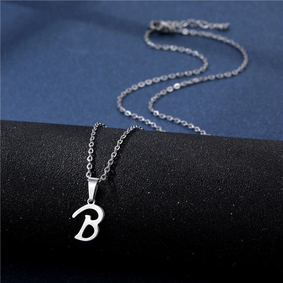 Jewelry Casual Simple Style Classic Style Letter 201 Stainless Steel Silver Plated Hollow Out Pendant Necklace