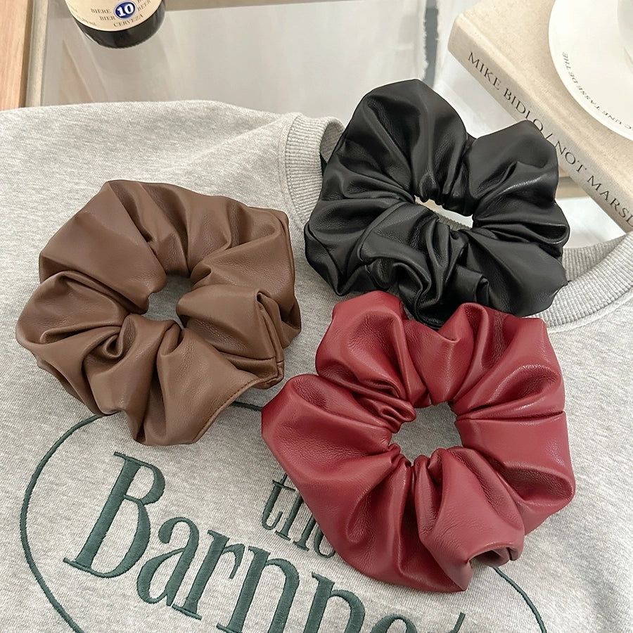 Autumn and Winter Anka ~ High-Grade Leather Large Intestine Hair Band Female Korean Style Low Ponytail Rubber Band Bun Hair Rope Hair Accessories