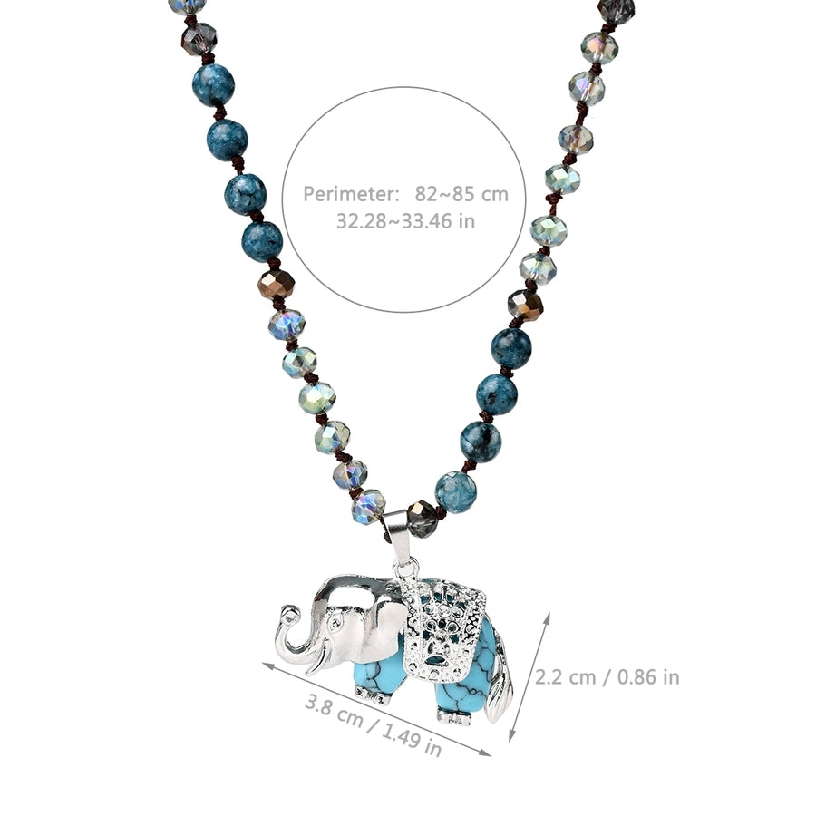 Casual Simple Style Streetwear Elephant Alloy natural stone Pendant Necklace In Bulk