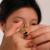 Jewelry IG Style Simple Style Butterfly 304 Stainless Steel Zircon 18K Gold Plated Inlay Open Rings
