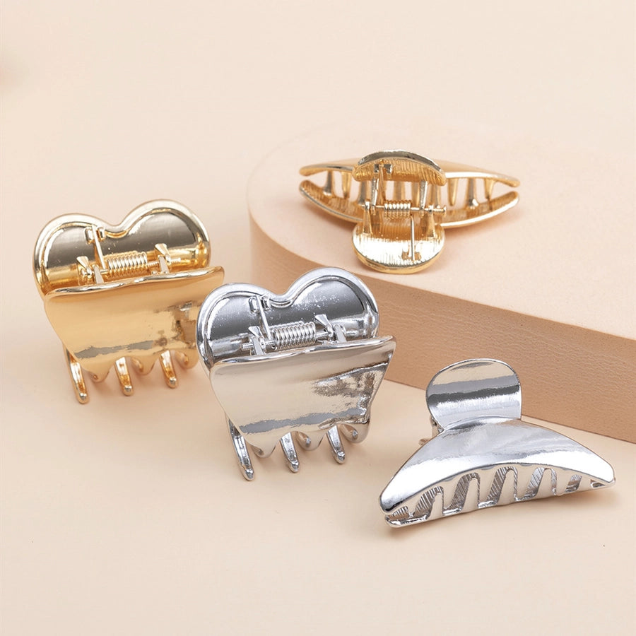 women's simple style solid color metal plating hair claws
