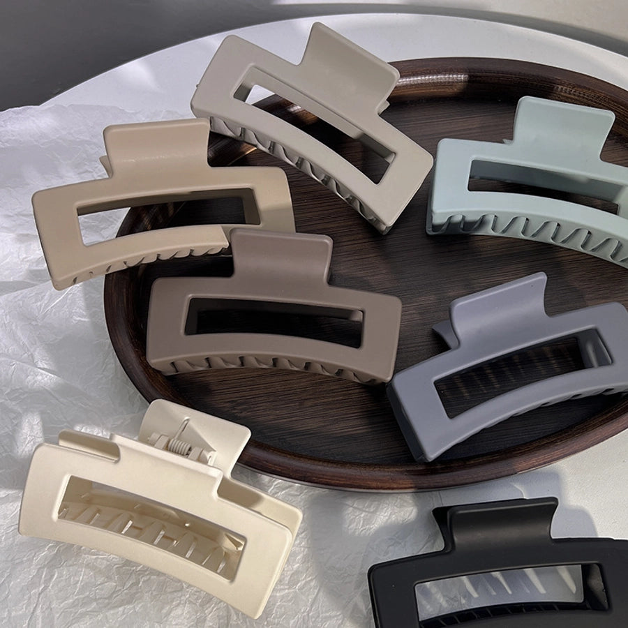 simple fashion rectangular hollow solid color plastic hair claw