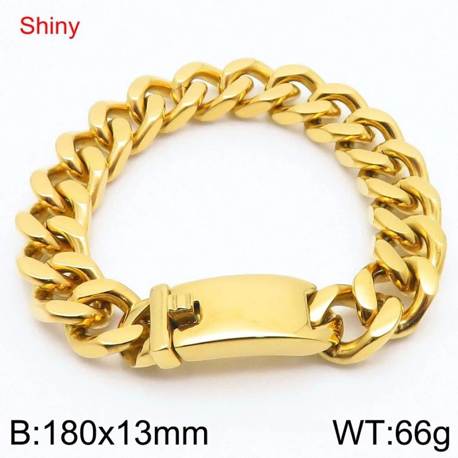 Fashion Minimalist Atmospheric Stainless Steel Cuban Link Chain Bracelet Necklace