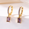 1 Pair Elegant Vacation Rectangle Inlay 304 Stainless Steel Zircon 18K Gold Plated Drop Earrings