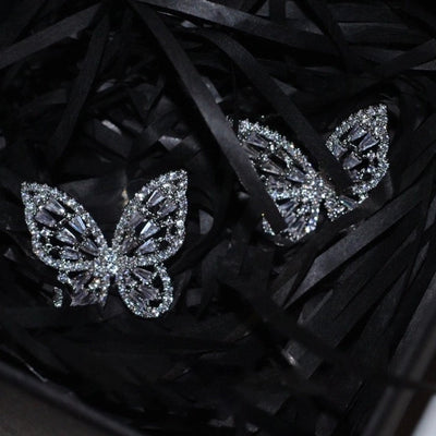 Light luxury high-grade butterfly mosquito coil ear clip without pierced women's super flash Mori style fresh earrings summer fashion