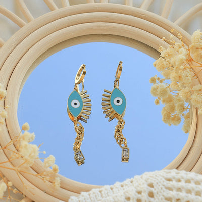 1 Pair Casual Funny Devil's Eye Plating 304 Stainless Steel 14K Gold Plated Drop Earrings