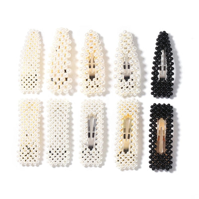 simple style geometric bow knot imitation pearl alloy plastic hair clip 1 piece