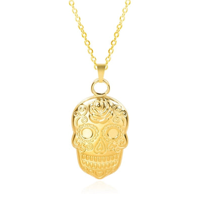 Jewelry Casual Hip-Hop Funny Skull 304 Stainless Steel 18K Gold Plated Plating Pendant Necklace