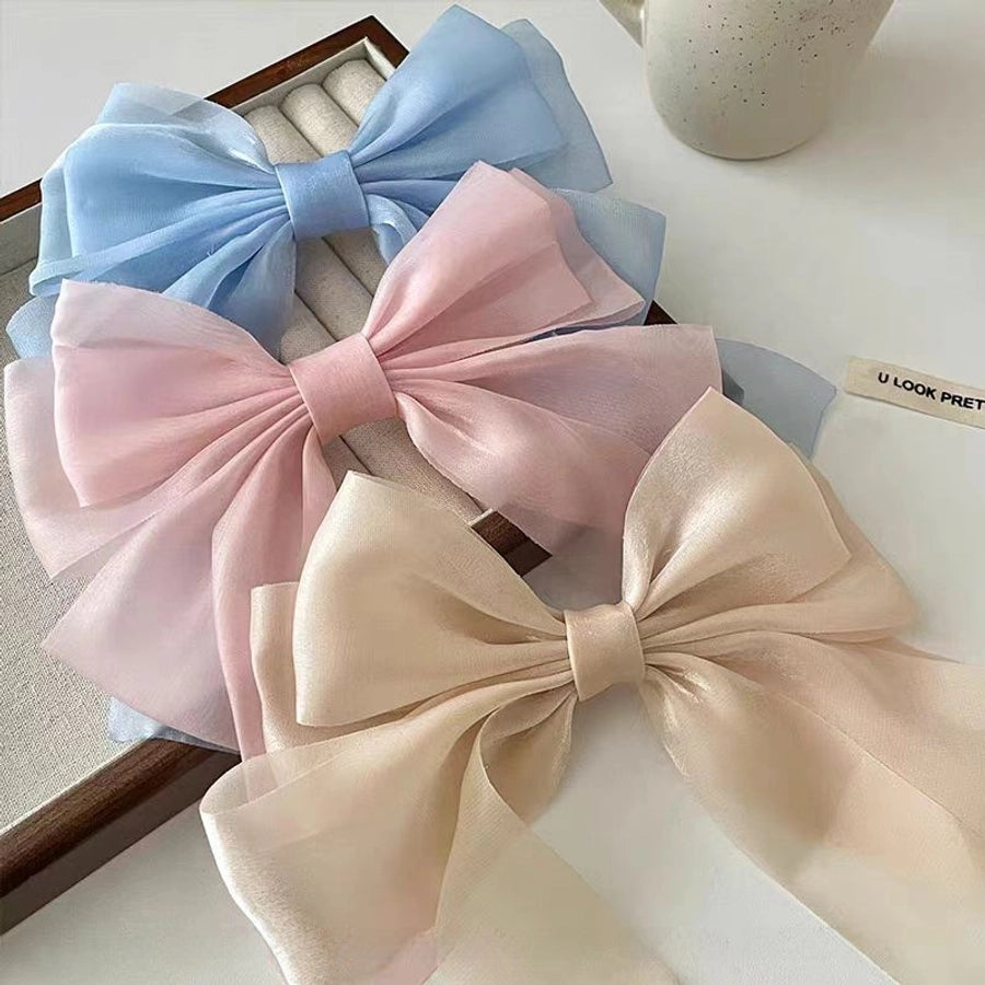 Big bow hair accessories hairpin for women  new high-grade spring clip back head hair clip headdress hairpin