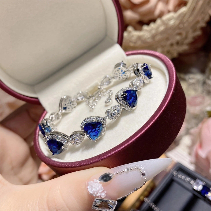 Copper Inlay Water Droplets Heart Shape Rectangle Artificial Gemstones Bracelets