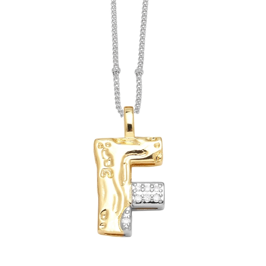 Jewelry Modern Style Simple Style letter 201 Stainless Steel Copper Zircon 18K Gold Plated Mixed Metal Inlay Pendant Necklace